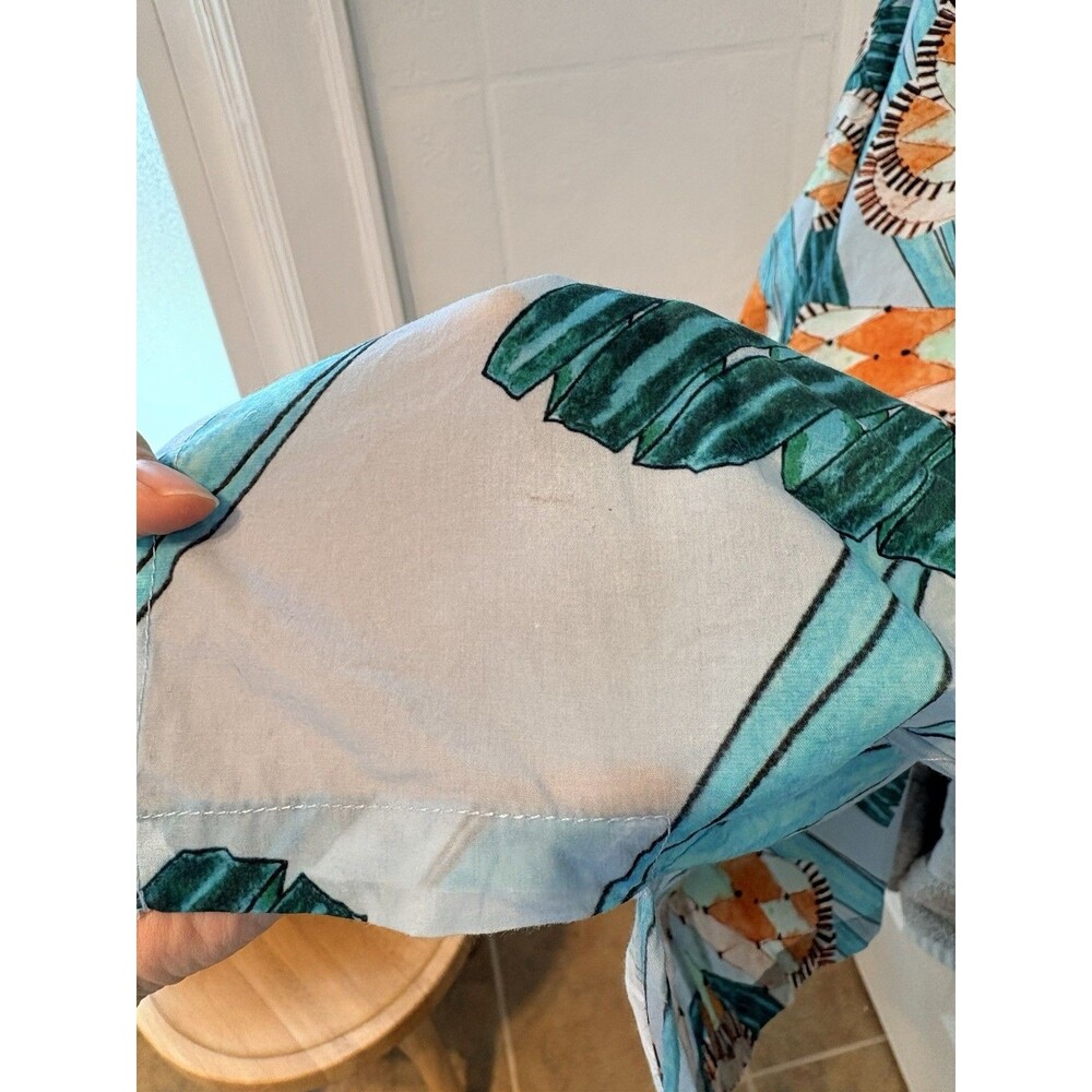 Tuckernuck OLIPHANT Tropical Florals Balloon Sleeve Boho Coastal Blouse Top Sz L - Picture 10 of 10